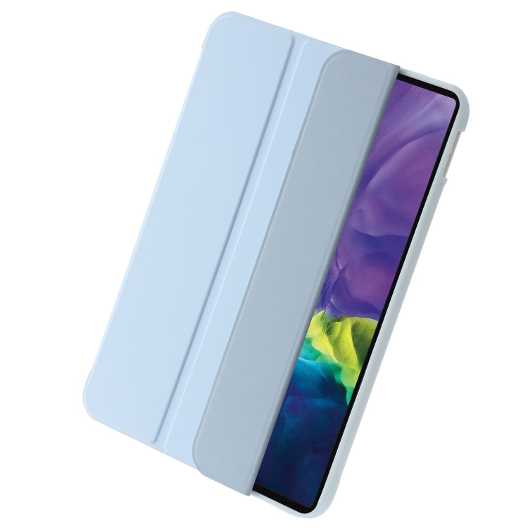 For iPad 2025 / 2022 Three-folding Holder Honeycomb Silicone + PU Smart Leather Tablet Case(Light Blue) by bashfashion