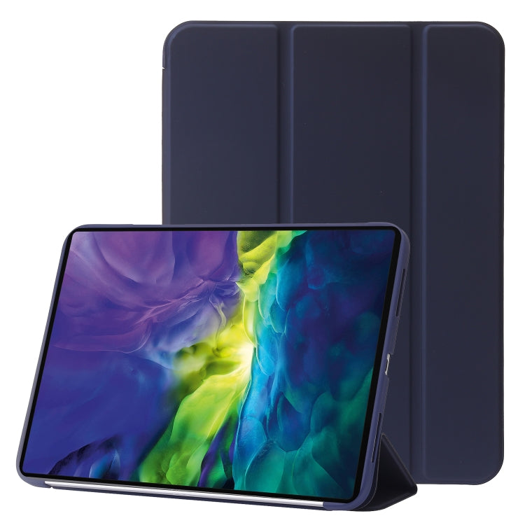 For iPad 2025 / 2022 Three-folding Holder Honeycomb Silicone + PU Smart Leather Tablet Case(Dark Blue) by bashfashion