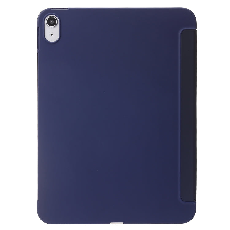 For iPad 2025 / 2022 Three-folding Holder Honeycomb Silicone + PU Smart Leather Tablet Case(Dark Blue) by bashfashion