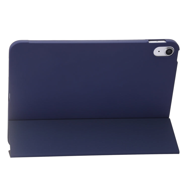 For iPad 2025 / 2022 Three-folding Holder Honeycomb Silicone + PU Smart Leather Tablet Case(Dark Blue) by bashfashion