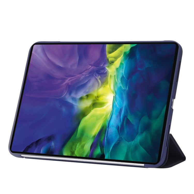 For iPad 2025 / 2022 Three-folding Holder Honeycomb Silicone + PU Smart Leather Tablet Case(Dark Blue) by bashfashion