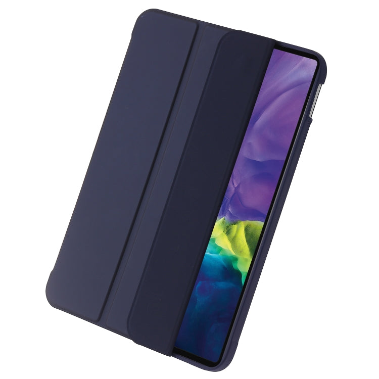 For iPad 2025 / 2022 Three-folding Holder Honeycomb Silicone + PU Smart Leather Tablet Case(Dark Blue) by bashfashion