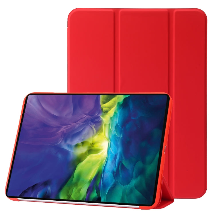For iPad 2025 / 2022 Three-folding Holder Honeycomb Silicone + PU Smart Leather Tablet Case(Red) by bashfashion