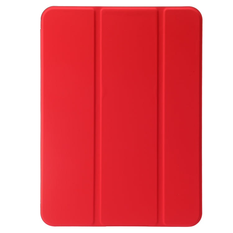 For iPad 2025 / 2022 Three-folding Holder Honeycomb Silicone + PU Smart Leather Tablet Case(Red) by bashfashion