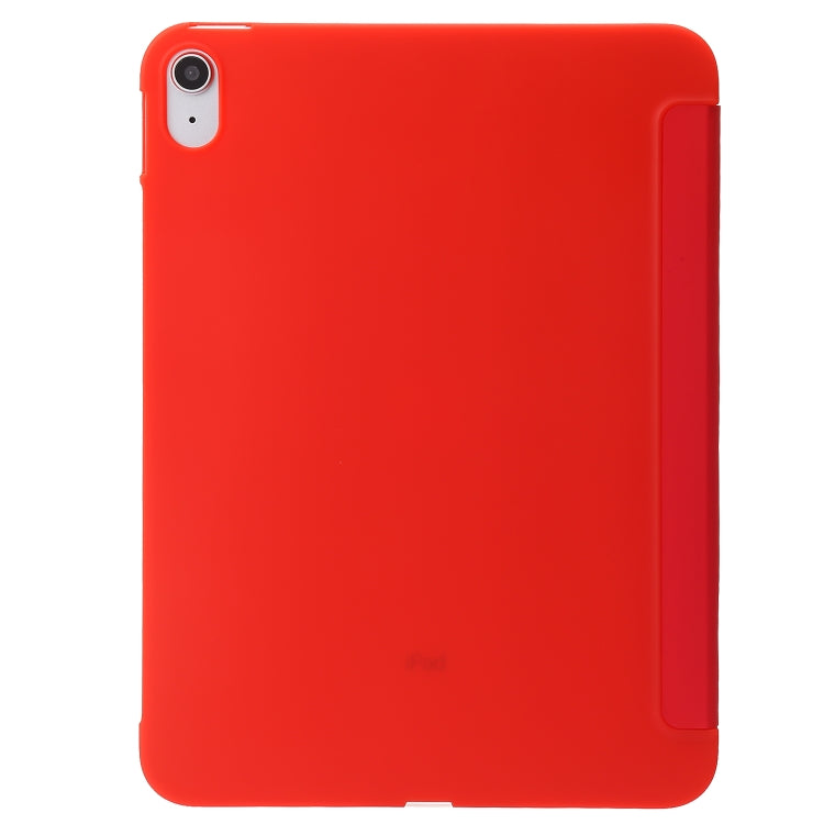 For iPad 2025 / 2022 Three-folding Holder Honeycomb Silicone + PU Smart Leather Tablet Case(Red) by bashfashion
