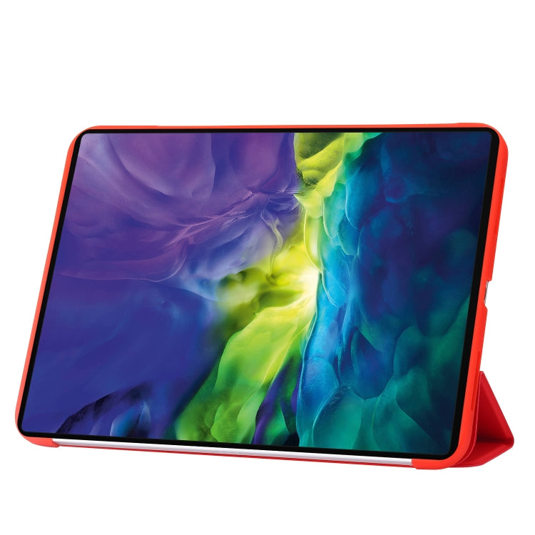 For iPad 2025 / 2022 Three-folding Holder Honeycomb Silicone + PU Smart Leather Tablet Case(Red) by bashfashion