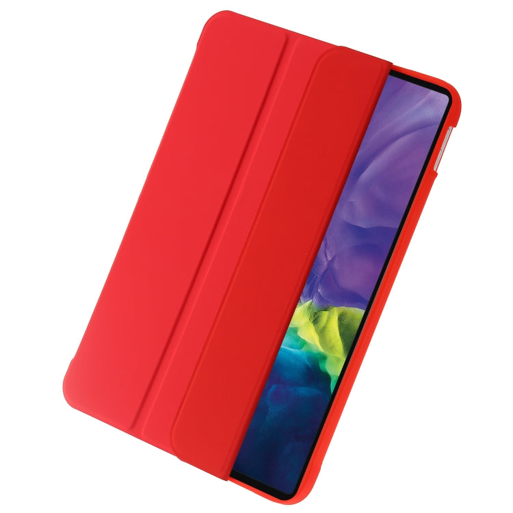 For iPad 2025 / 2022 Three-folding Holder Honeycomb Silicone + PU Smart Leather Tablet Case(Red) by bashfashion