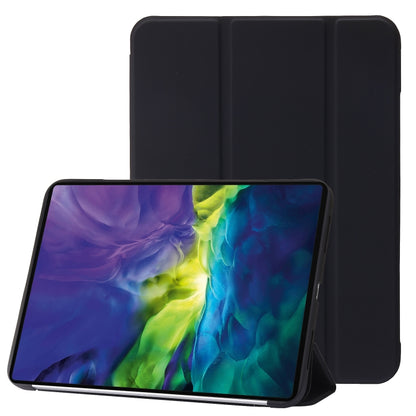 For iPad 2025 / 2022 Three-folding Holder Honeycomb Silicone + PU Smart Leather Tablet Case(Black) by bashfashion