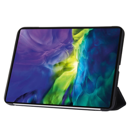 For iPad 2025 / 2022 Three-folding Holder Honeycomb Silicone + PU Smart Leather Tablet Case(Black) by bashfashion