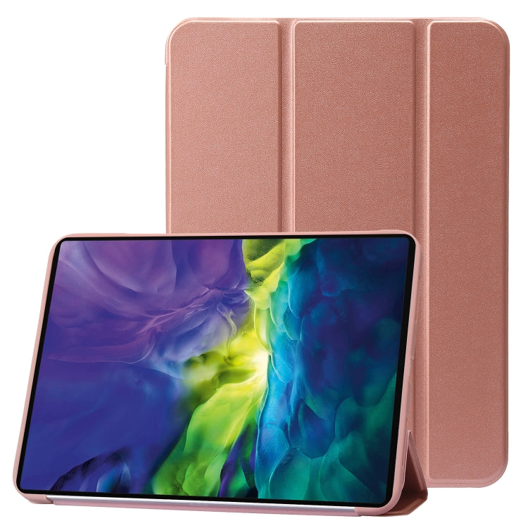 For iPad 2025 / 2022 Three-folding Holder Honeycomb Silicone + PU Smart Leather Tablet Case(Rose Gold) by bashfashion