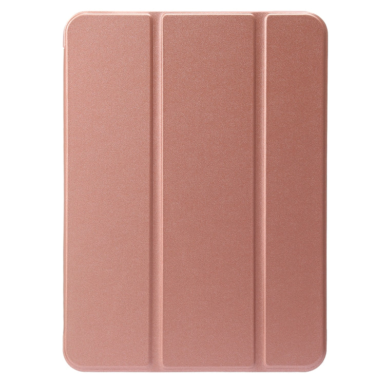 For iPad 2025 / 2022 Three-folding Holder Honeycomb Silicone + PU Smart Leather Tablet Case(Rose Gold) by bashfashion