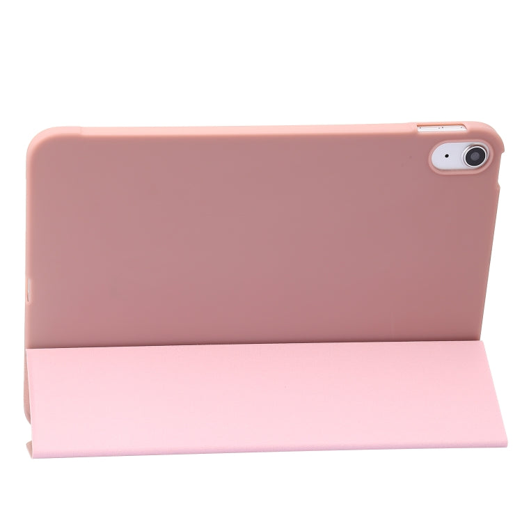 For iPad 2025 / 2022 Three-folding Holder Honeycomb Silicone + PU Smart Leather Tablet Case(Rose Gold) by bashfashion