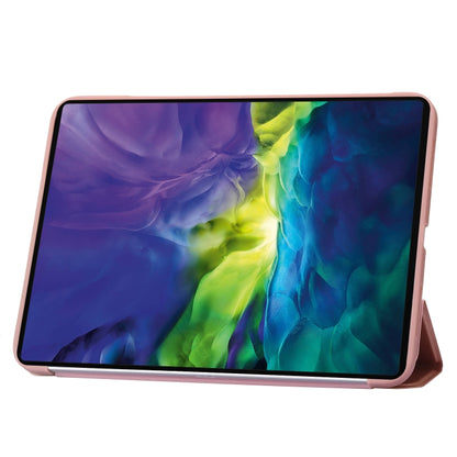 For iPad 2025 / 2022 Three-folding Holder Honeycomb Silicone + PU Smart Leather Tablet Case(Rose Gold) by bashfashion