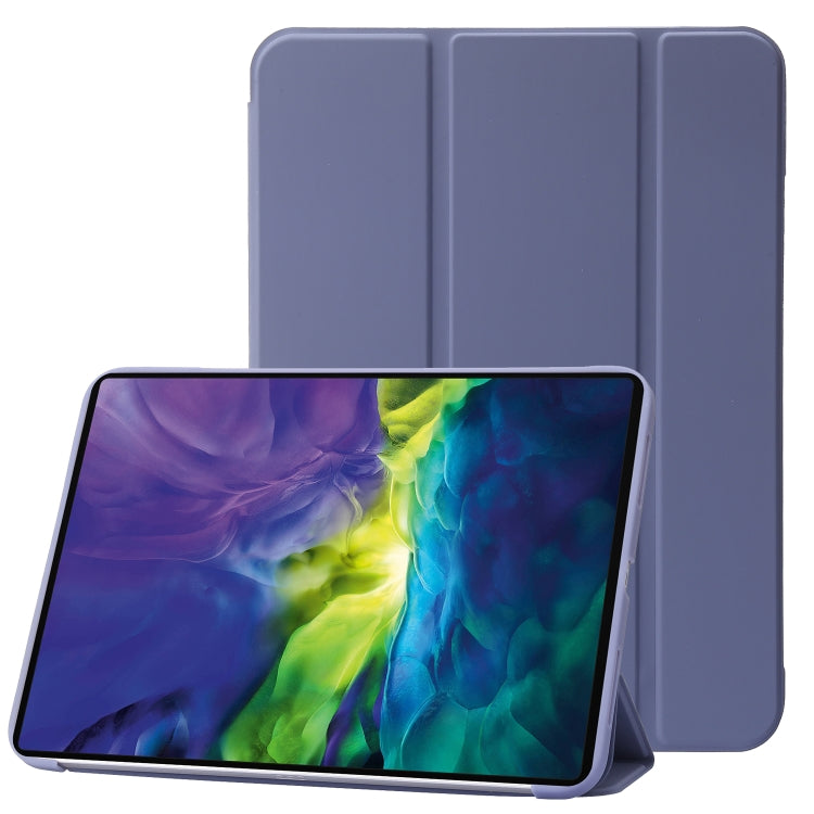 For iPad 2025 / 2022 Three-folding Holder Honeycomb Silicone + PU Smart Leather Tablet Case(Light Purple) by bashfashion