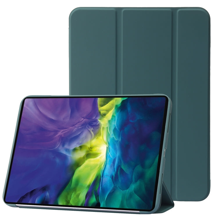For iPad 2025 / 2022 Three-folding Holder Honeycomb Silicone + PU Smart Leather Tablet Case(Dark Green) by bashfashion