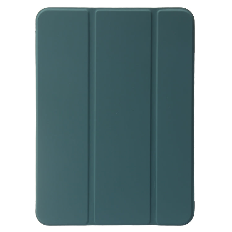 For iPad 2025 / 2022 Three-folding Holder Honeycomb Silicone + PU Smart Leather Tablet Case(Dark Green) by bashfashion