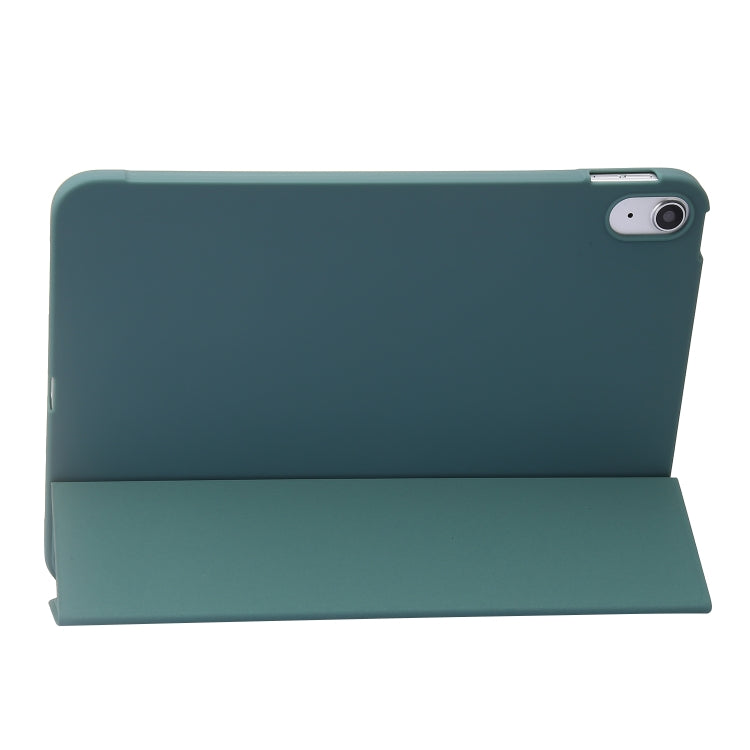 For iPad 2025 / 2022 Three-folding Holder Honeycomb Silicone + PU Smart Leather Tablet Case(Dark Green) by bashfashion