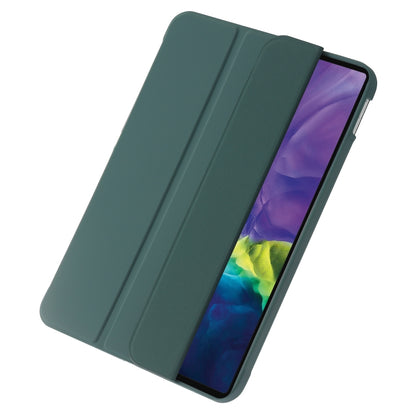 For iPad 2025 / 2022 Three-folding Holder Honeycomb Silicone + PU Smart Leather Tablet Case(Dark Green) by bashfashion