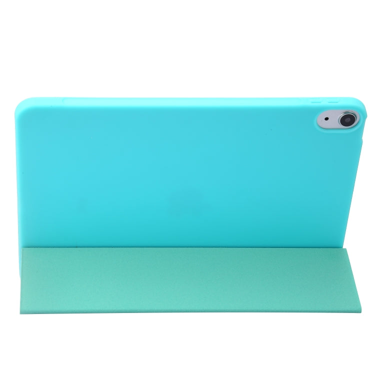 For iPad 2025 / 2022 Three-folding Holder Honeycomb Silicone + PU Smart Leather Tablet Case(Mint Green) by bashfashion