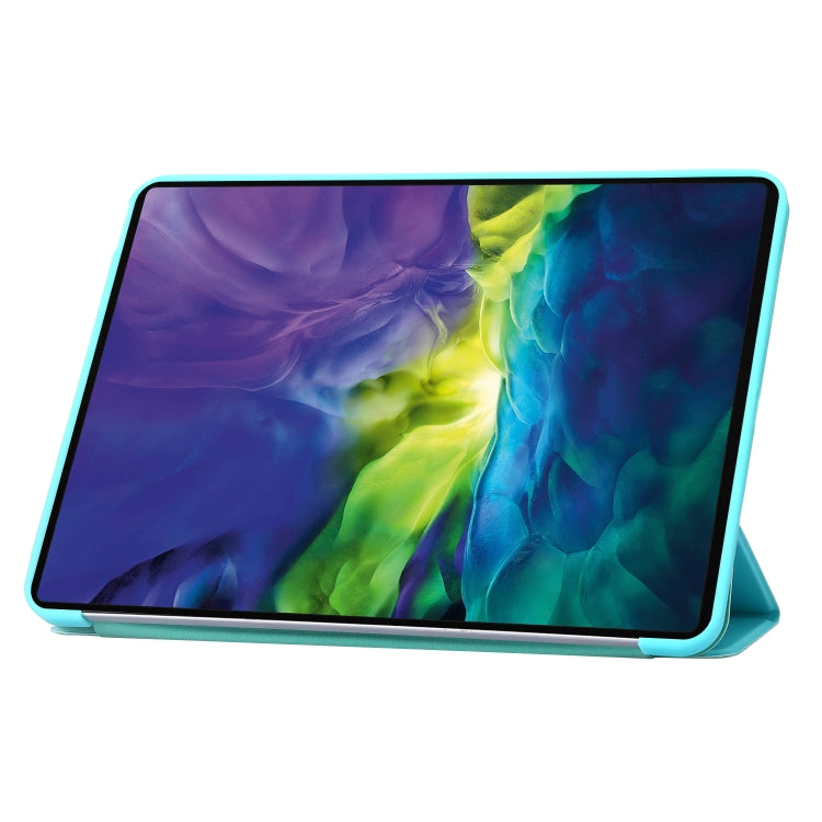 For iPad 2025 / 2022 Three-folding Holder Honeycomb Silicone + PU Smart Leather Tablet Case(Mint Green) by bashfashion