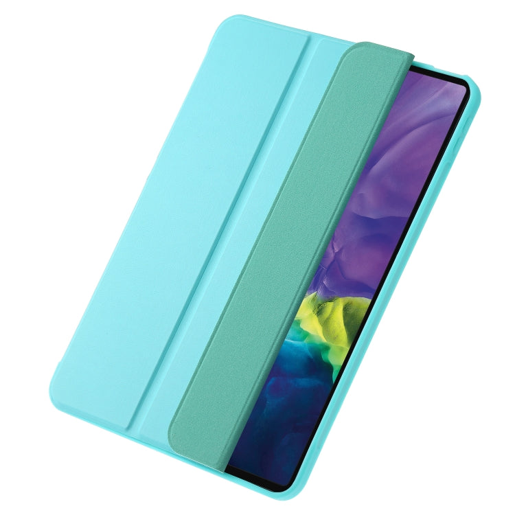 For iPad 2025 / 2022 Three-folding Holder Honeycomb Silicone + PU Smart Leather Tablet Case(Mint Green) by bashfashion