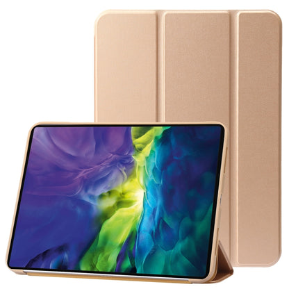 For iPad 2025 / 2022 Three-folding Holder Honeycomb Silicone + PU Smart Leather Tablet Case(Gold) by bashfashion