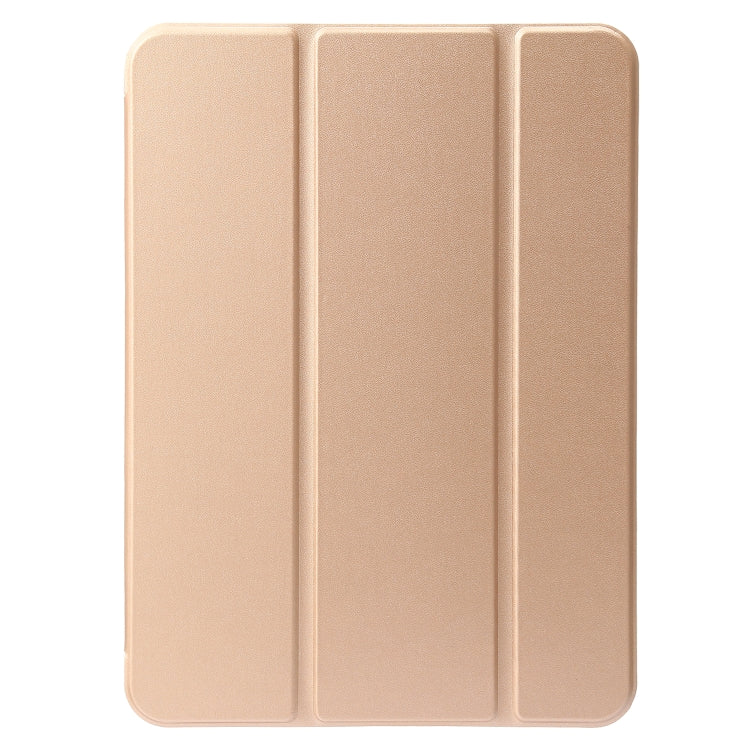 For iPad 2025 / 2022 Three-folding Holder Honeycomb Silicone + PU Smart Leather Tablet Case(Gold) by bashfashion