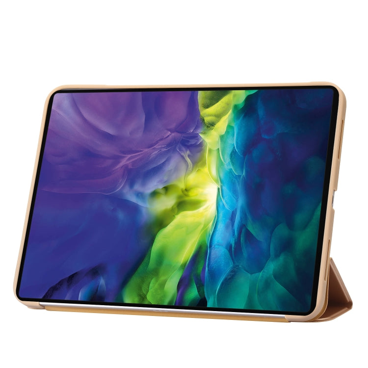 For iPad 2025 / 2022 Three-folding Holder Honeycomb Silicone + PU Smart Leather Tablet Case(Gold) by bashfashion