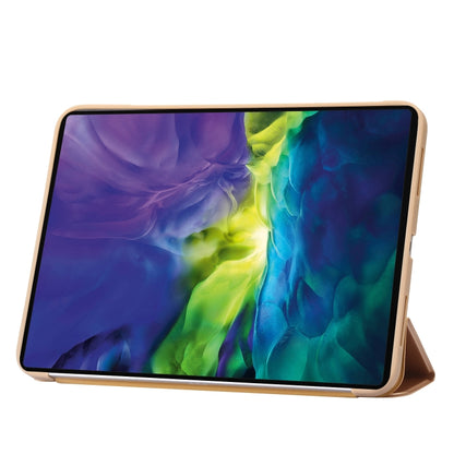 For iPad 2025 / 2022 Three-folding Holder Honeycomb Silicone + PU Smart Leather Tablet Case(Gold) by bashfashion