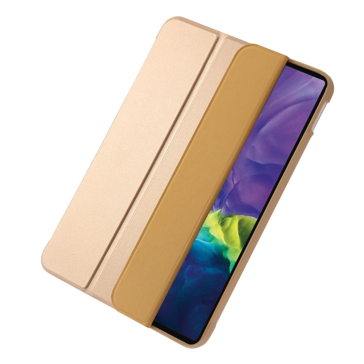 For iPad 2025 / 2022 Three-folding Holder Honeycomb Silicone + PU Smart Leather Tablet Case(Gold) by bashfashion