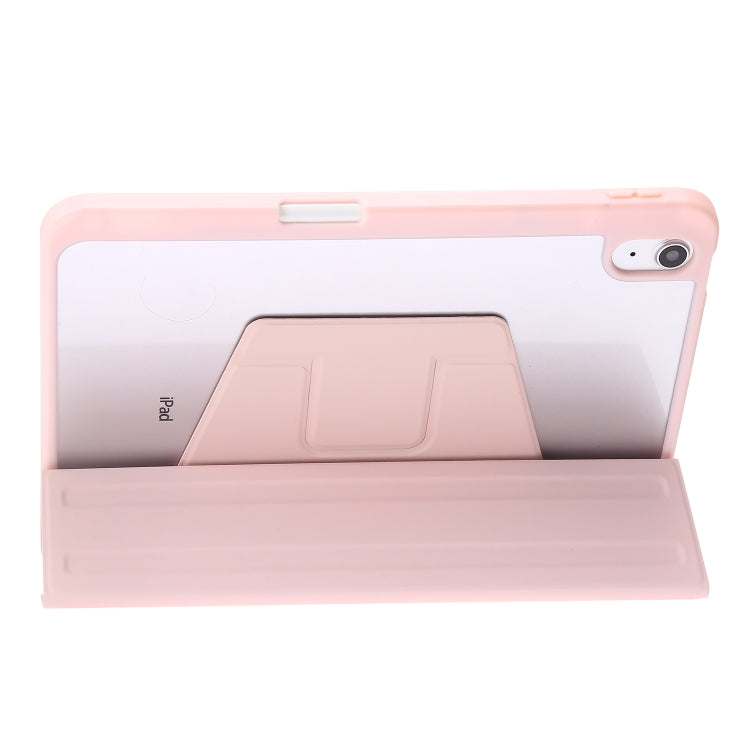 For iPad 2025 / 2022 3-Fold 360 Rotation Acrylic Leather Smart Tablet Case(Pink) by bashfashion
