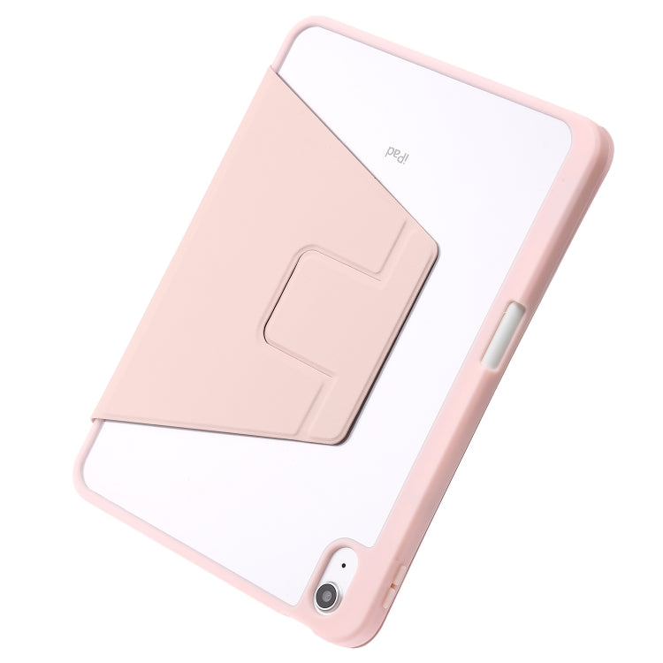 For iPad 2025 / 2022 3-Fold 360 Rotation Acrylic Leather Smart Tablet Case(Pink) by bashfashion