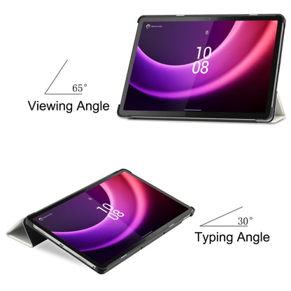 For Lenovo Tab P11 Gen 2 Custer Painted 3-Fold Holder Leather Smart Tablet Case(Lazy Cat) by bashfashion