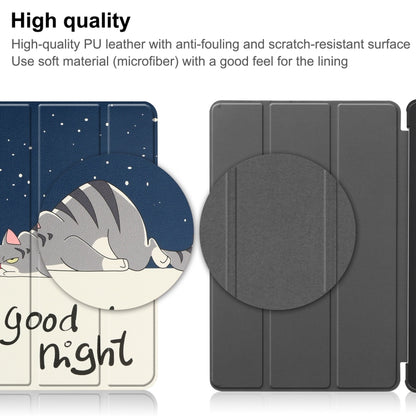 For Lenovo Tab P11 Gen 2 Custer Painted 3-Fold Holder Leather Smart Tablet Case(Lazy Cat) by bashfashion
