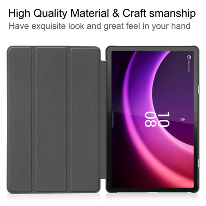 For Lenovo Tab P11 Gen 2 Custer Pure Color 3-Fold Holder Leather Smart Tablet Case(Black) by bashfashion