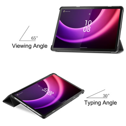 For Lenovo Tab P11 Gen 2 Custer Pure Color 3-Fold Holder Leather Smart Tablet Case(Black) by bashfashion