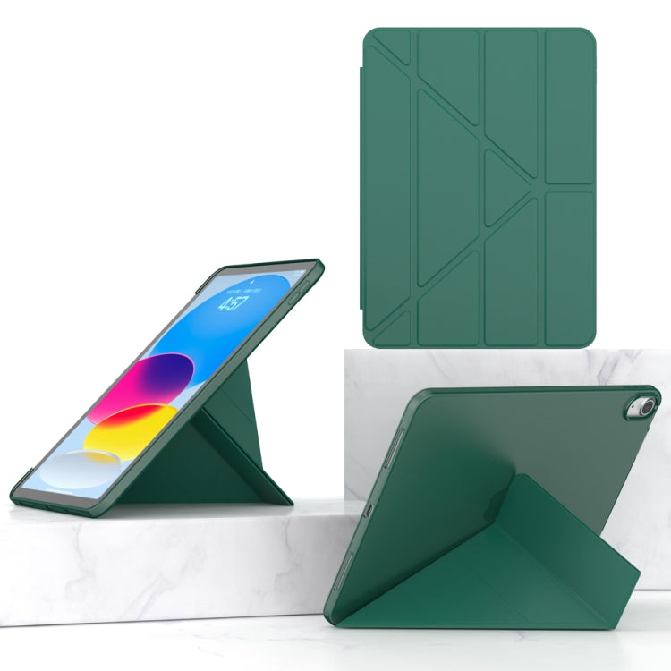 For iPad 2025 / 2022 Multi-folding TPU Leather Smart Tablet Case(Dark Green) by bashfashion