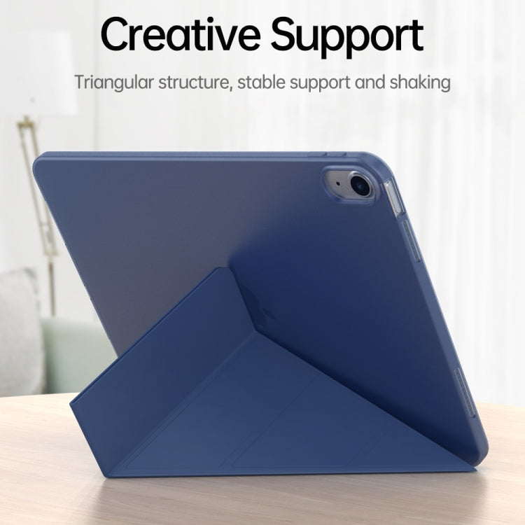 For iPad 2025 / 2022 Multi-folding TPU Leather Smart Tablet Case(Dark Green) by bashfashion