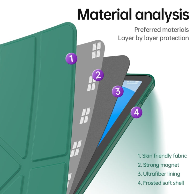 For iPad 2025 / 2022 Multi-folding TPU Leather Smart Tablet Case(Dark Green) by bashfashion