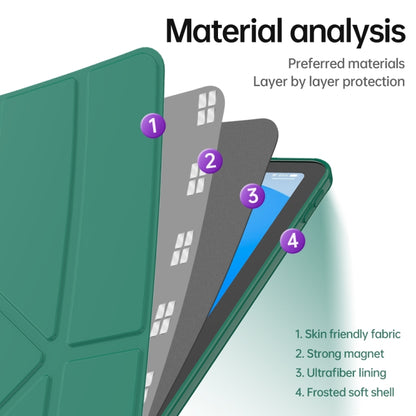 For iPad 2025 / 2022 Multi-folding TPU Leather Smart Tablet Case(Dark Green) by bashfashion