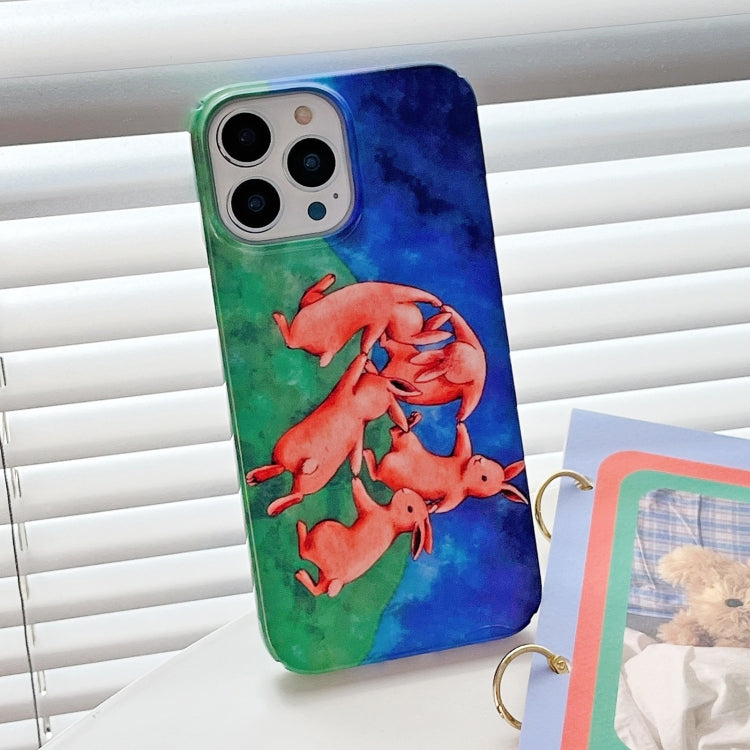 For iPhone 14 Cartoon Film Craft Hard PC Phone Case(Dancing Rabbit) by bashfashion