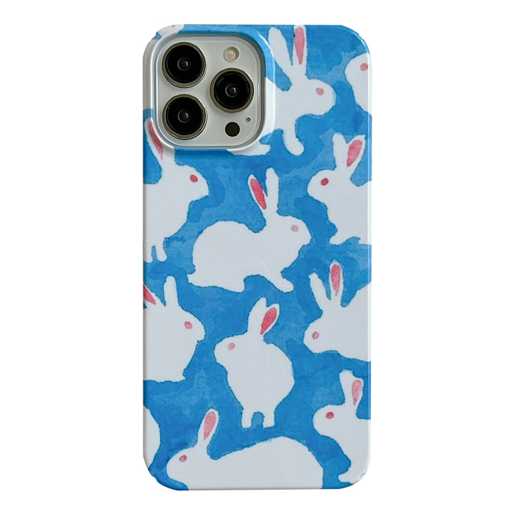 For iPhone 14 Cartoon Film Craft Hard PC Phone Case(Graffiti Rabbit) by bashfashion