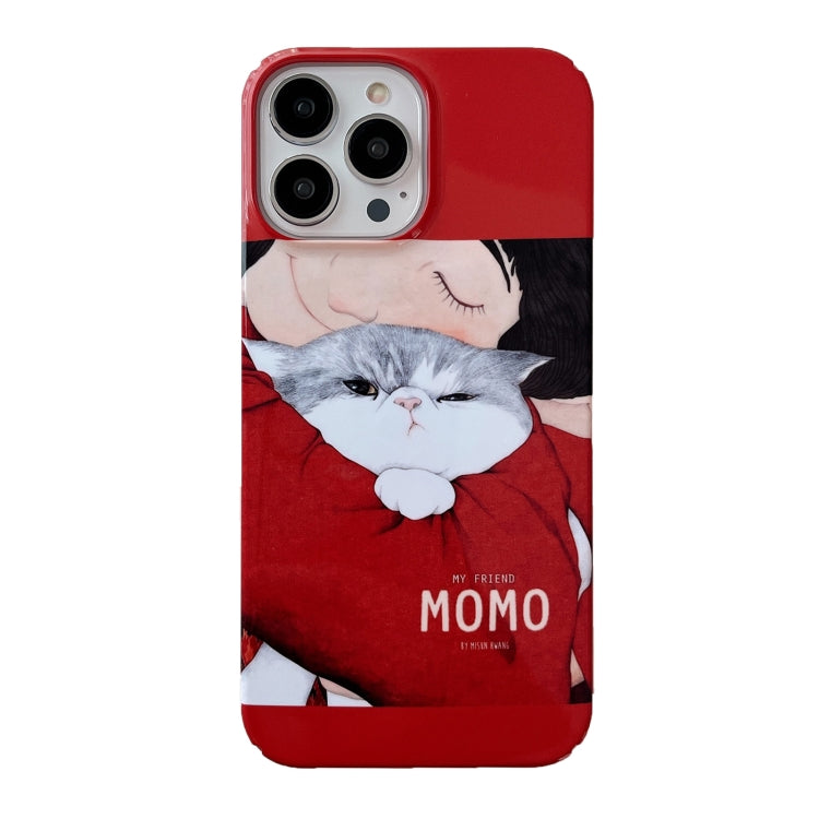 For iPhone 14 Plus Cartoon Film Craft Hard PC Phone Case(Cat) by bashfashion