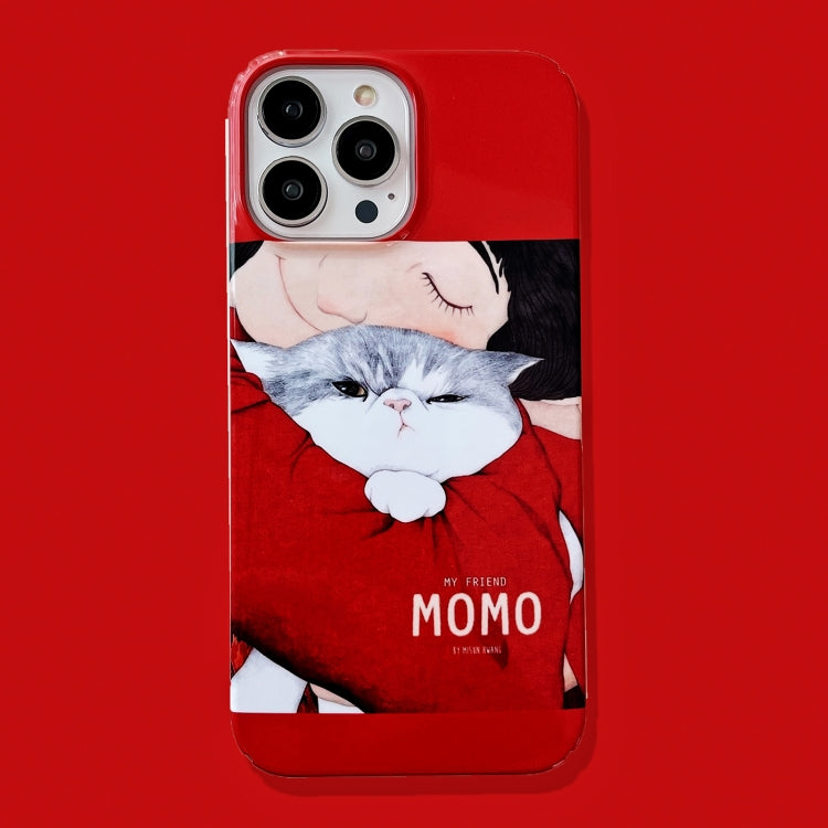 For iPhone 14 Plus Cartoon Film Craft Hard PC Phone Case(Cat) by bashfashion