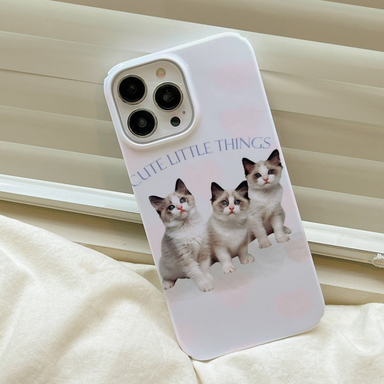 For iPhone 14 Plus Cartoon Film Craft Hard PC Phone Case(Three Cute Cats) by bashfashion