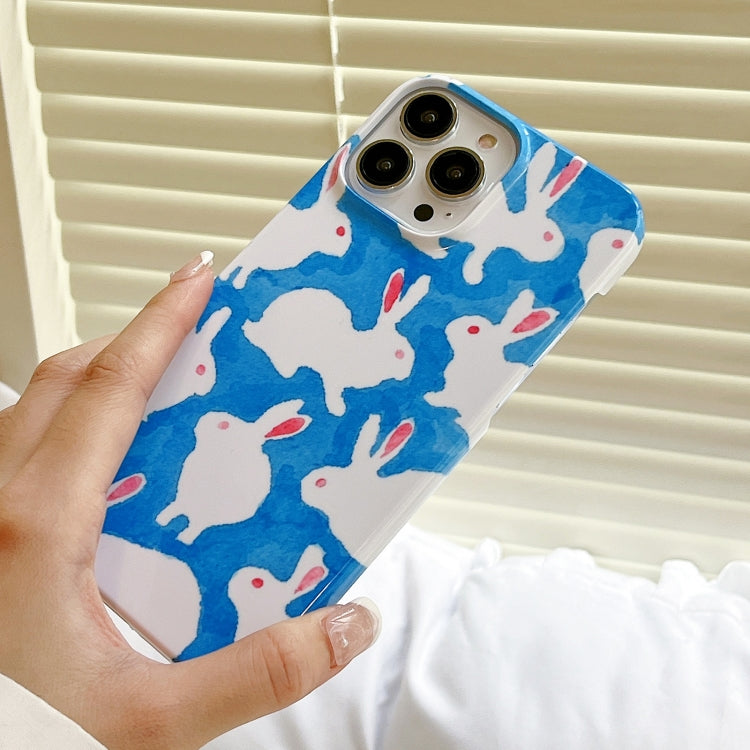 For iPhone 14 Plus Cartoon Film Craft Hard PC Phone Case(Graffiti Rabbit) by bashfashion