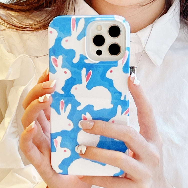 For iPhone 14 Plus Cartoon Film Craft Hard PC Phone Case(Graffiti Rabbit) by bashfashion