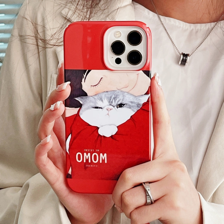 For iPhone 14 Pro Cartoon Film Craft Hard PC Phone Case(Cat) by bashfashion