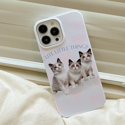 For iPhone 14 Pro Cartoon Film Craft Hard PC Phone Case(Three Cute Cats) by bashfashion