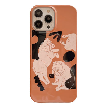For iPhone 14 Pro Max Cartoon Film Craft Hard PC Phone Case(Bulldog) by bashfashion